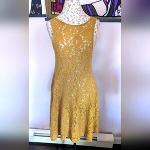 Free People Gold Stretch Lace Dress